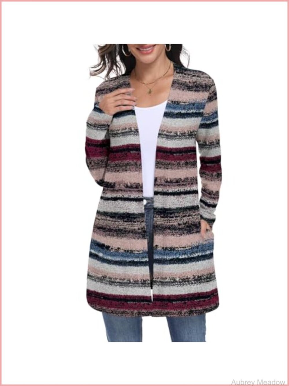 Women's Lightweight Open Front Long Sleeve Cardigan Sweater with Pockets
